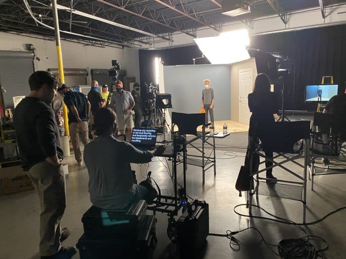 Behind the Scenes during filming an educational video for Home Depot