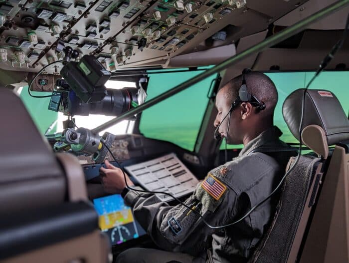 Filming training videos in a flight simulator