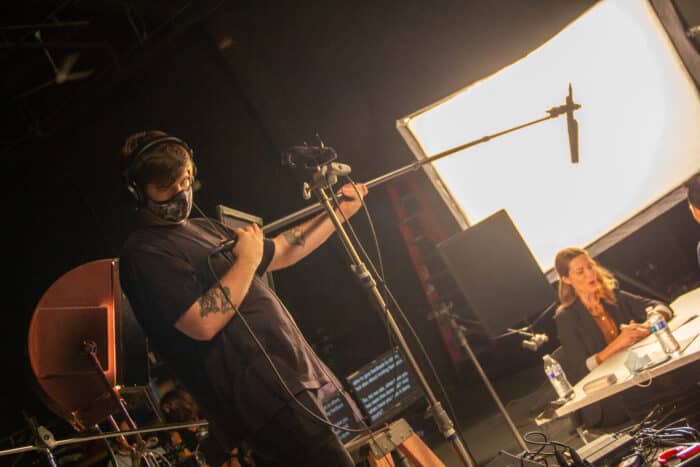Holding the Boom Mic